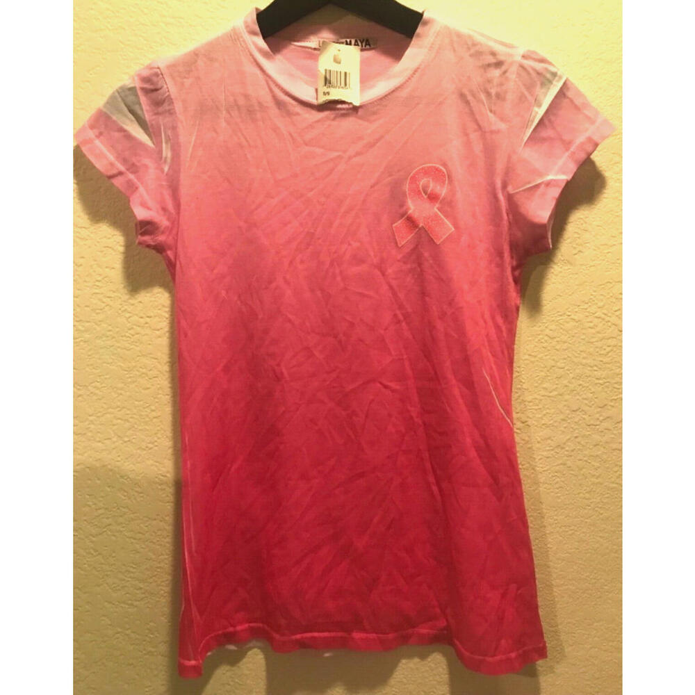 Girls Breast cancer Awareness pink ribbon Cap sleeve T-shirt  Size Large